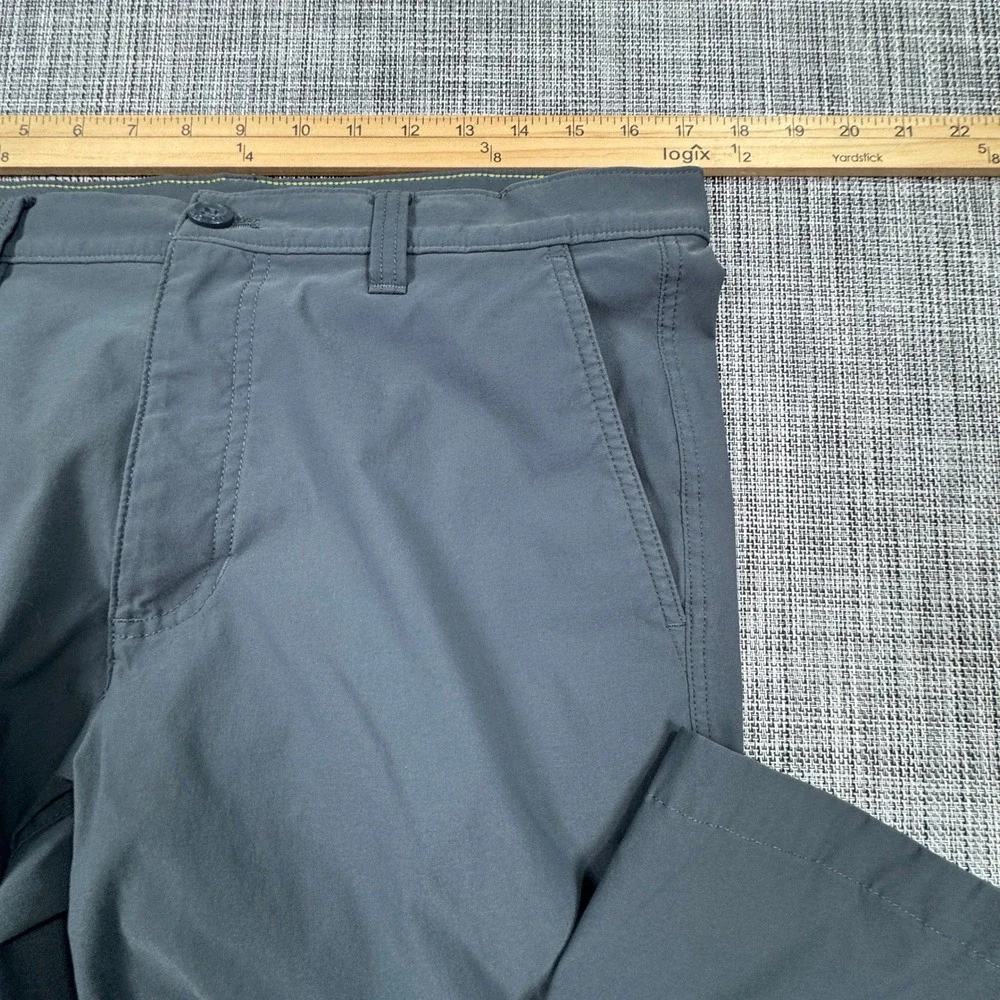 Eddie Bauer Takeoff Chino Pants Mens 34x34 Gray Blue Nylon Stretch Flat Front